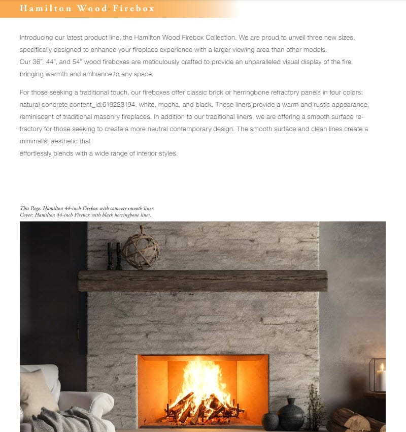 Empire 36" Hamilton Wood Burning Firebox Only WB36FB0F