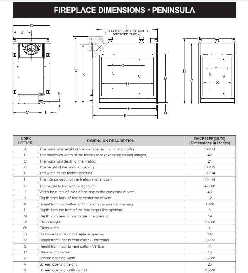 Empire 36" Madison Clean-Face Premium Peninsula Multi-Sided Direct Vent Gas Fireplace with Barrier DVCP36PP30P
