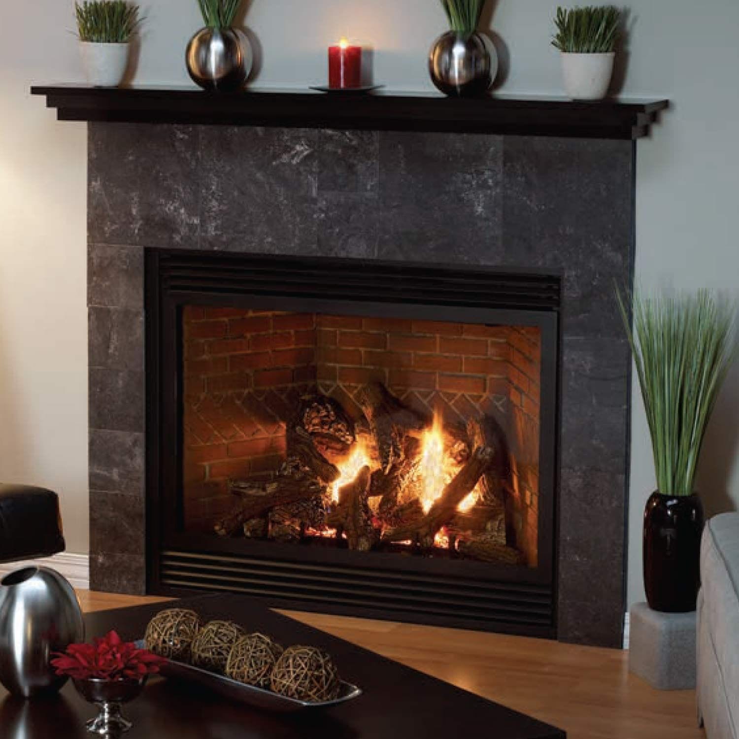 Empire 36" Madison Premium Double-Sided Direct Vent Gas Fireplace with Banded Brick Liner DVP36SP32EP