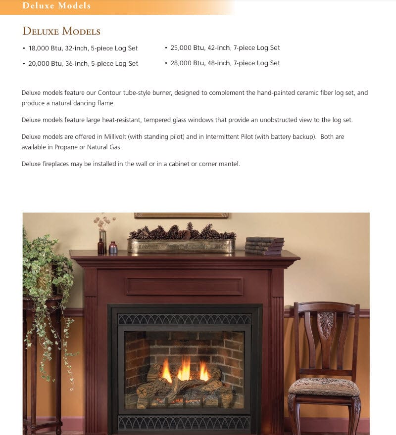 Empire 36" Madison Deluxe Direct Vent Gas Fireplace with Log Set DVD36FP30P