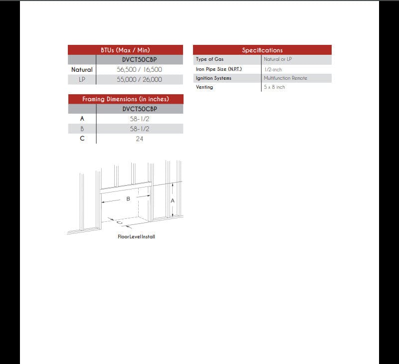 Empire 50" Renegade Clean-Face Direct Vent Gas Fireplace with TruFlame Technology DVCT50CBP95P