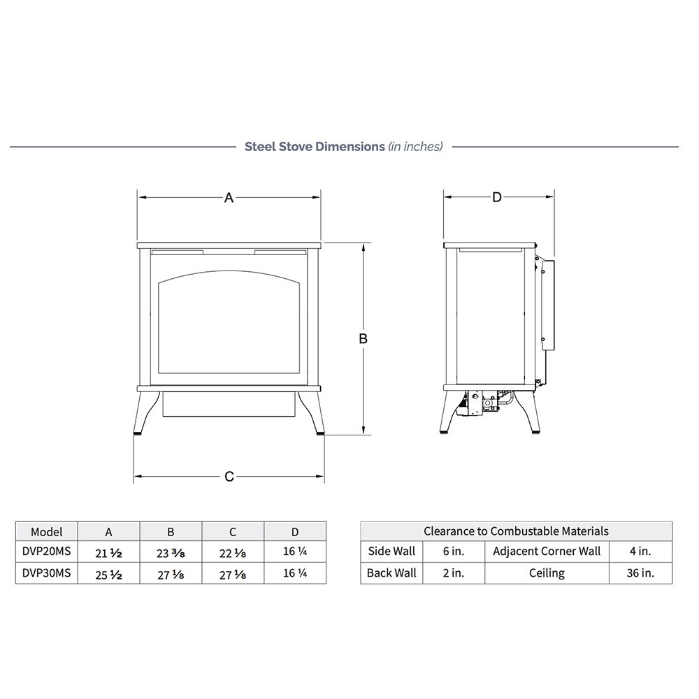 Empire 22" Spirit Steel Direct Vent Gas Stove with Slope Glaze Burner and Log Set DVP20MS30FP
