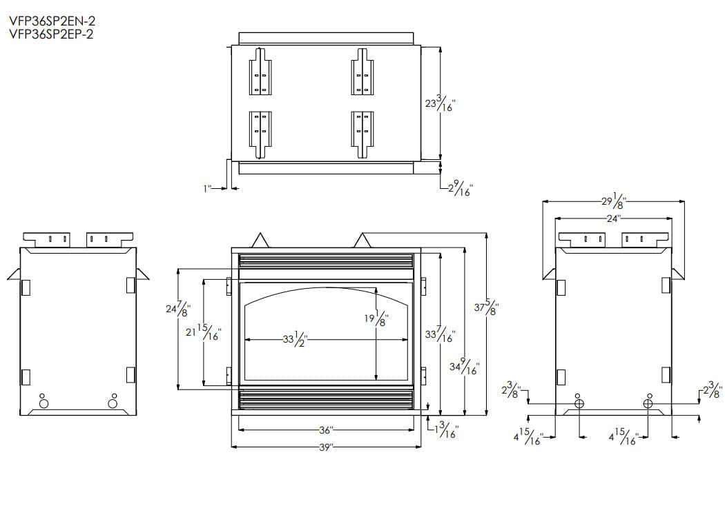 Empire 36" Lincoln Premium Double-Sided Vent-Free Gas Fireplace with Banded Brick Liner VFP36SP32EP