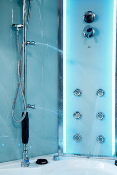 Maya Bath Platinum Comfort Steam Shower – Walk-In Whirlpool Bathtub with Chromotherapy & 3D Hydro Massage