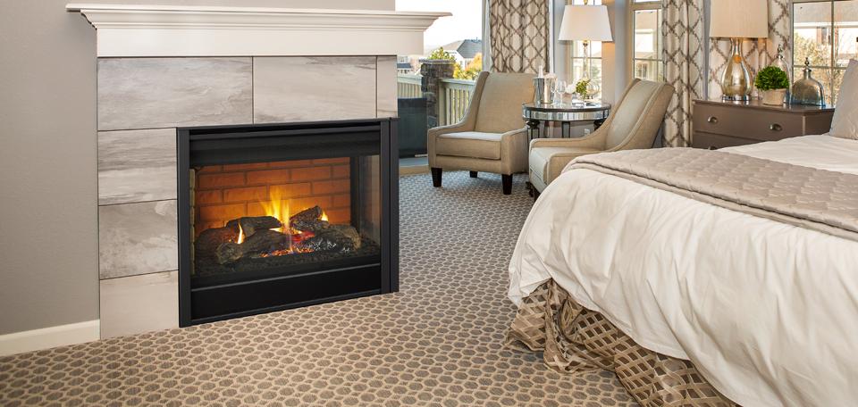 Majestic Right/Left Corner 36 Inch Top/Rear Direct Vent Natural Gas Fireplace with IntelliFire Touch Ignition System RCOR-DV36IN