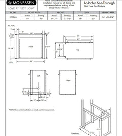 Monessen 36-inch Lo-Rider Double-Sided Clean Face Vent-Free Firebox with Traditional Refractory Firebrick LSTF36-B