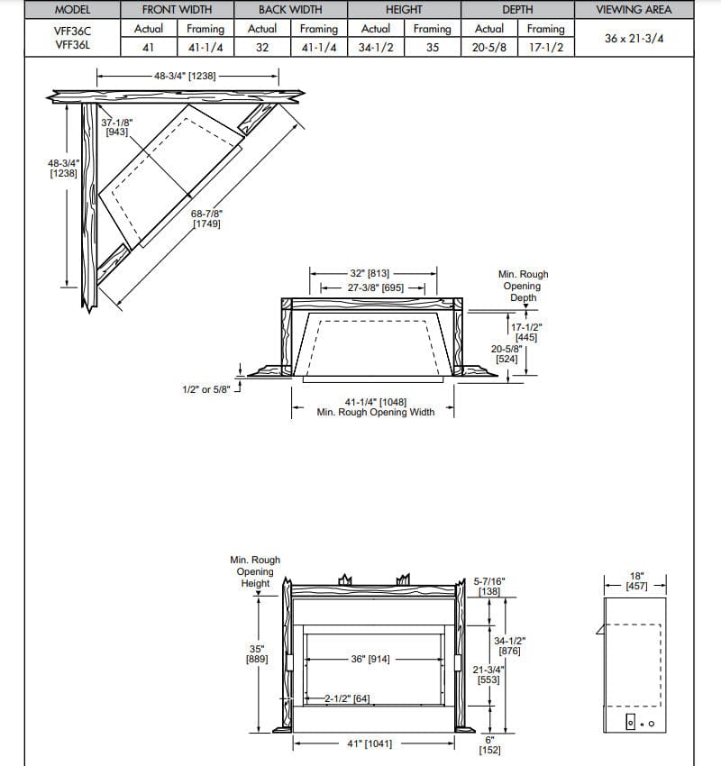 Monessen 36-inch Aria Vent-Free Traditional Gas Fireplace VFF36LNV