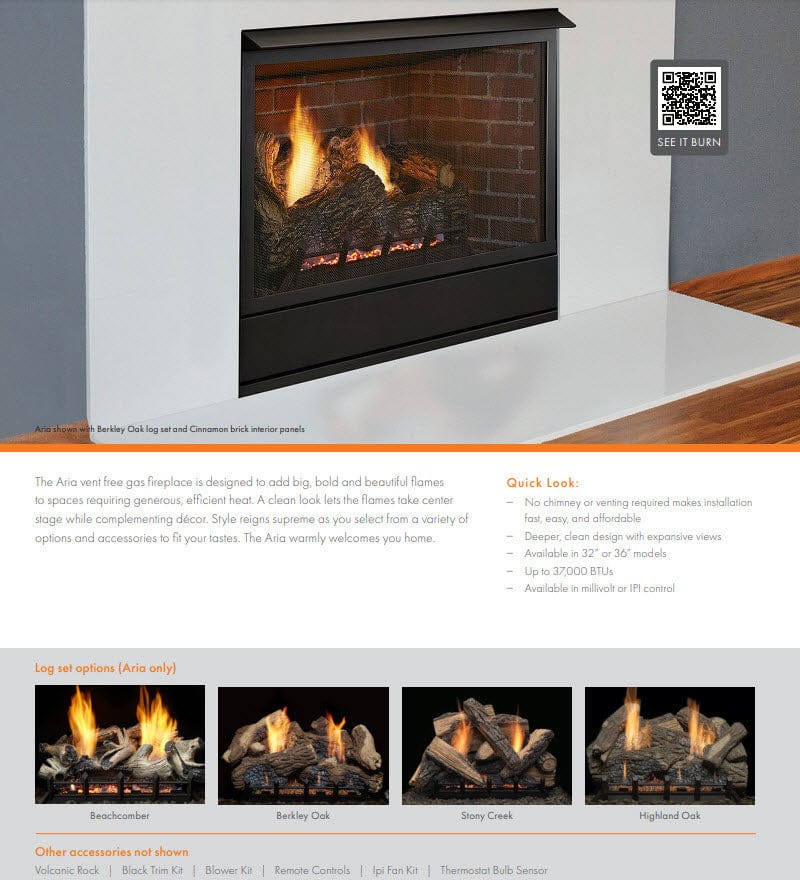 Monessen 32-inch Aria Vent-Free Traditional Gas Fireplace VFF32LNV