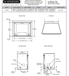 Monessen 36-inch Lo-Rider Clean Face Vent-Free Gas Firebox with Interior Panels LCUF36CR-C