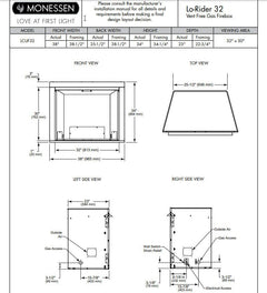 Monessen 32-inch Lo-Rider Clean Face Vent-Free Gas Firebox with Interior Panels LCUF32CR-C