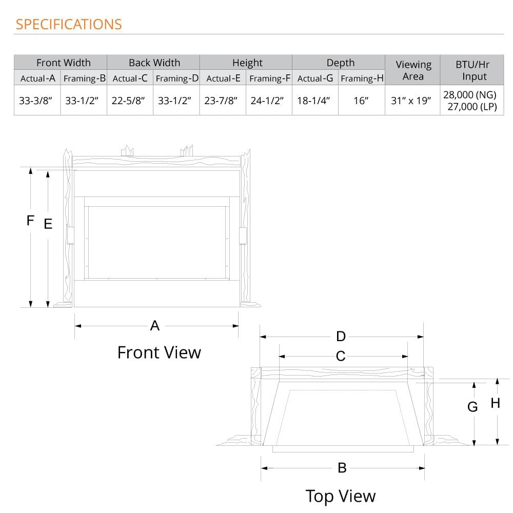 Monessen 33-inch Solstice Vent-Free Traditional Gas Fireplace