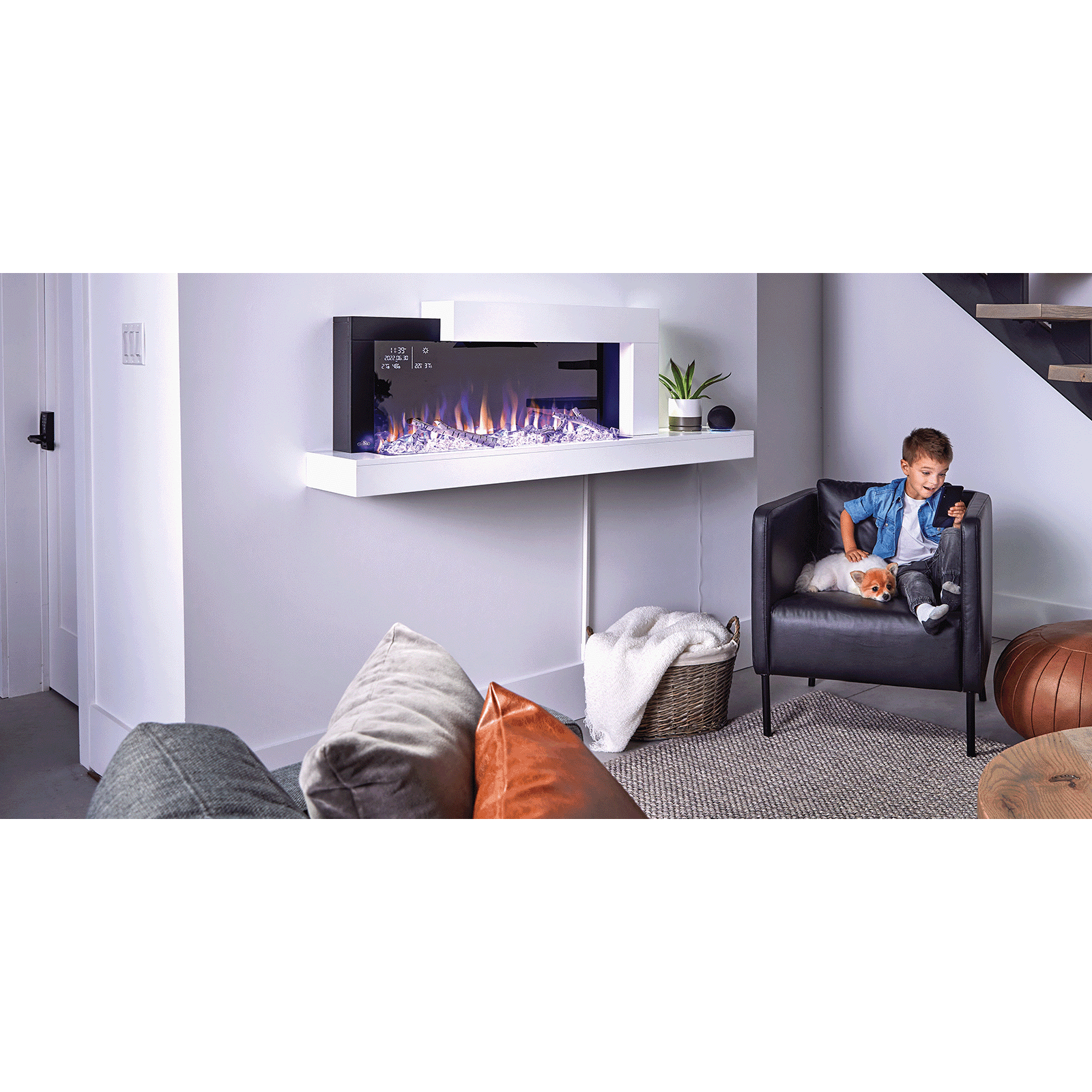 Napoleon 59-Inch Stylus Cara Elite Wall-Mounted Electric Fireplace with Shelf Indoor NEFP32-5019W-IOT