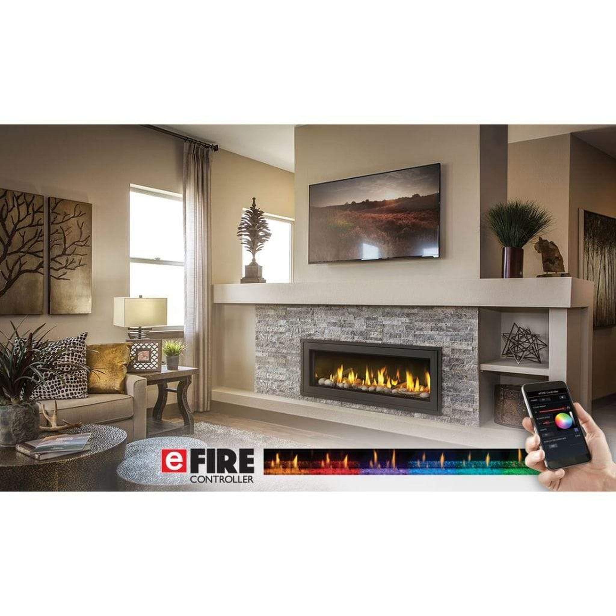 Napoleon 50-Inch Vector Single Sided Linear Direct Vent Fireplace Natural Gas Indoor LV50N-2