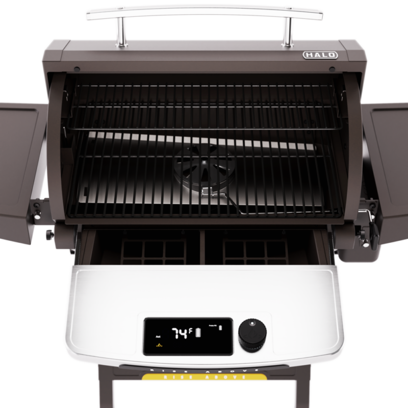 HALO Prime1100 Battery Powered Outdoor Pellet Grill with 1,129 sq in Cooking Space and Dual-Auger Pellet Blending HS-1003-XNA