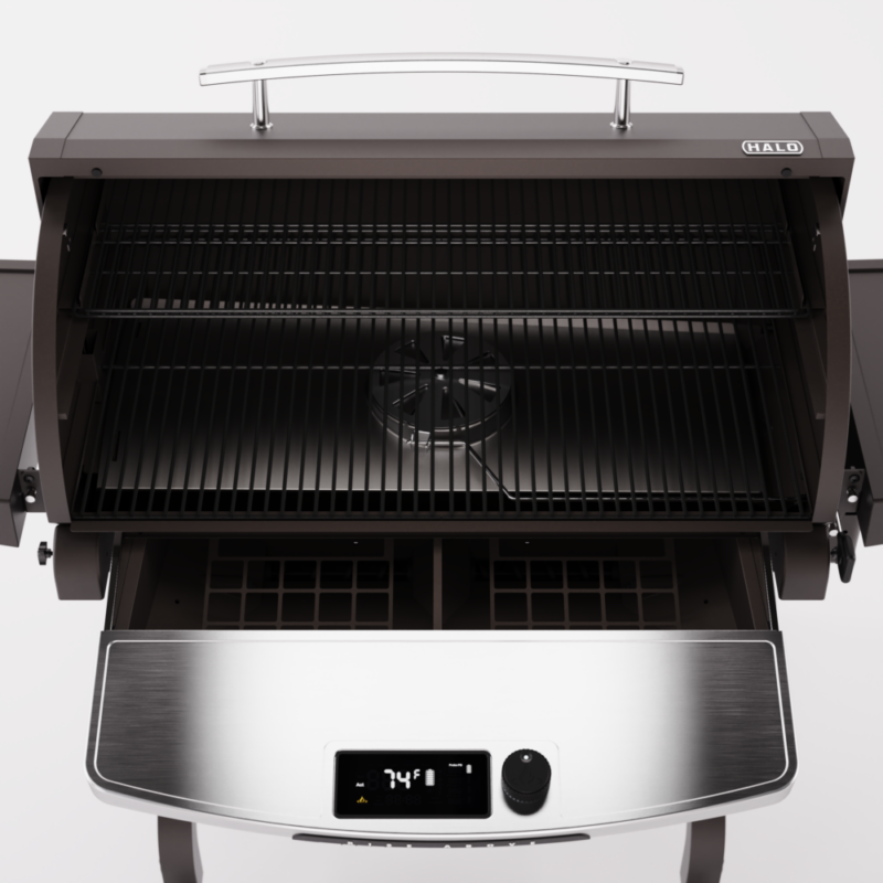 HALO Prime1500 Battery Powered Outdoor Pellet Grill with 1,474 sq in Cooking Space and Dual-Auger Hopper HS-1004-XNA
