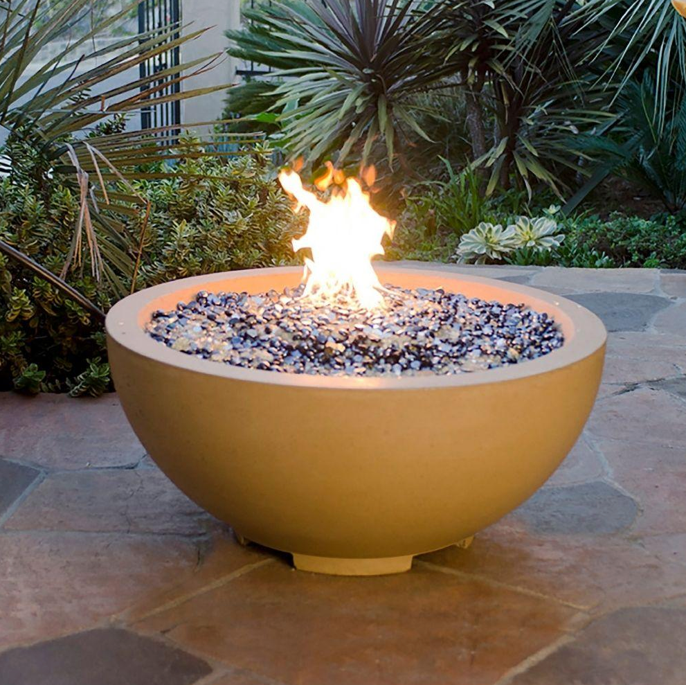 American Fyre Designs 48-Inch Round Concrete Gas Fire Bowl Durable Design Outdoor 731-WA-11-M6NC