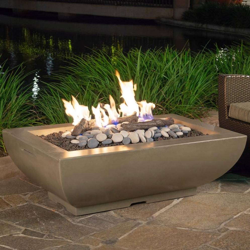 American Fyre Designs 50-Inch Bordeaux Rectangular Concrete Gas Fire Bowl Durable Design Outdoor 435-WA-11-M4NC