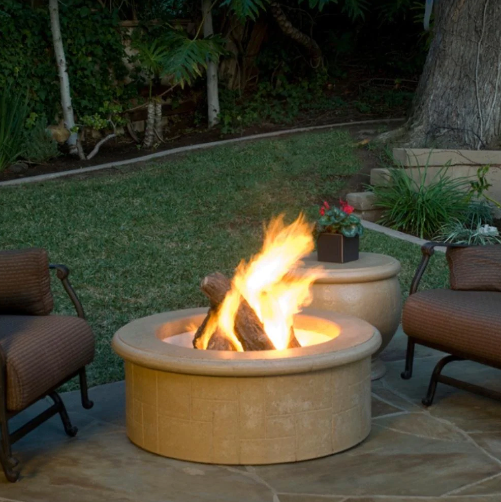 American Fyre Designs 39-Inch El Dorado Round Gas Fire Pit Modern Design Outdoor 681-WA-11-M6PC