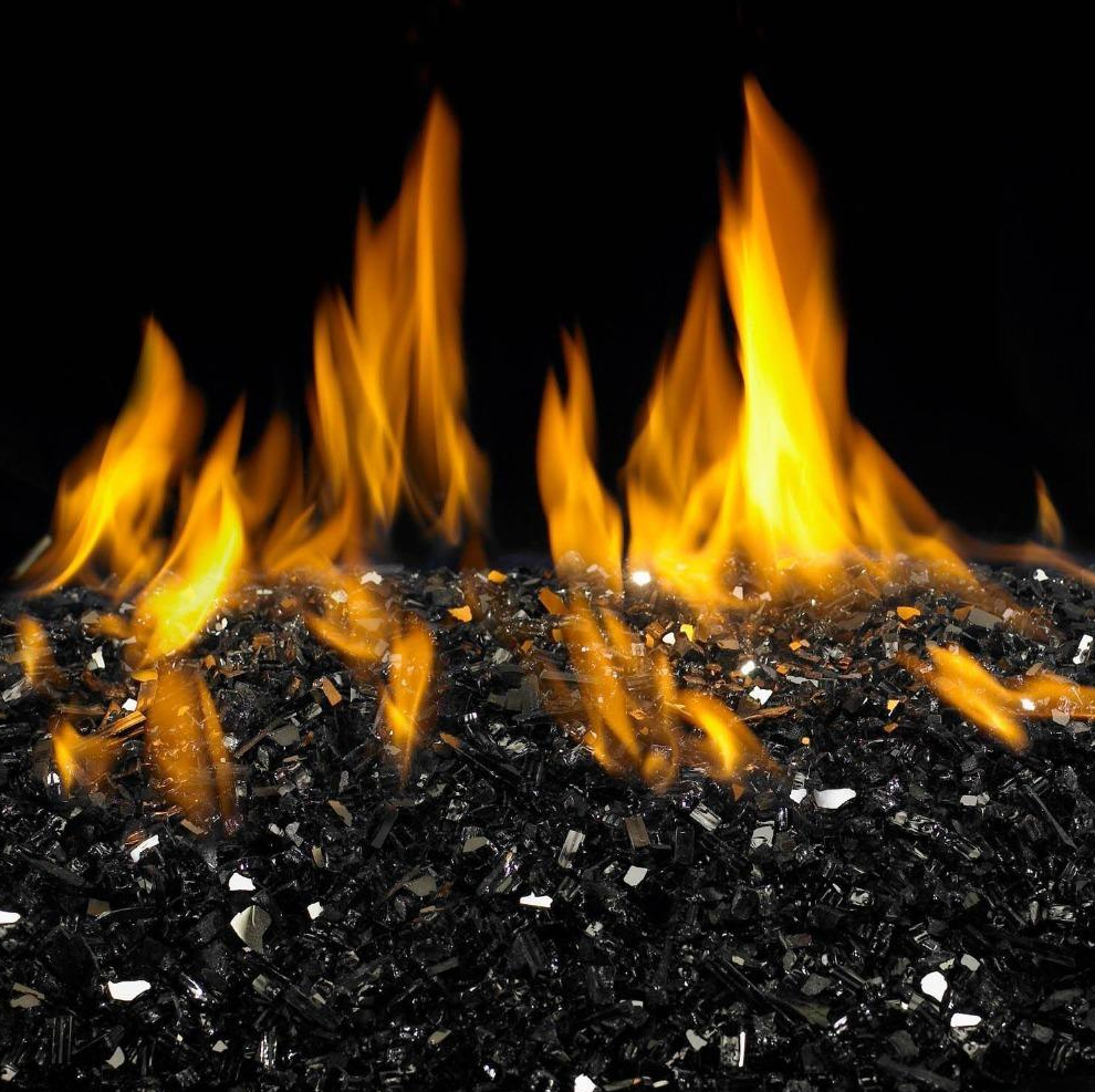 Real Fyre Reflective Fire Glass Contemporary Gas Burners Insert Black GL-5-CR