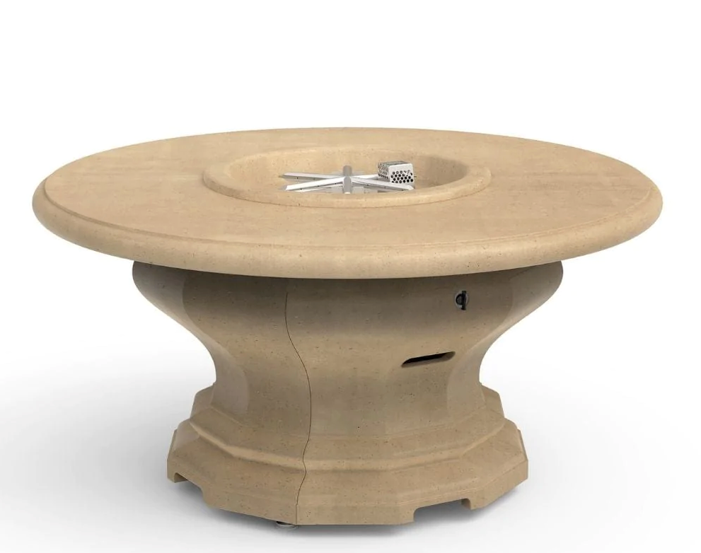 American Fyre Designs 48-Inch Inverted Round Concrete Gas Fire Pit Table Modern Design Outdoor 629-WA-11-M2PC