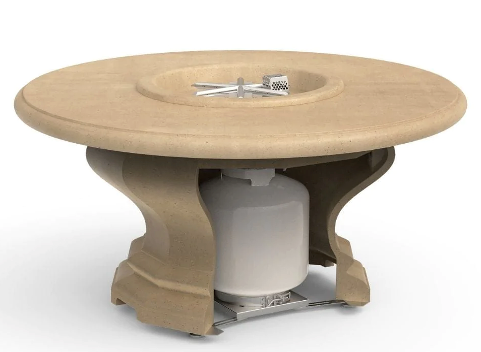 American Fyre Designs 48-Inch Inverted Round Concrete Gas Fire Pit Table Modern Design Outdoor 629-WA-11-M2PC