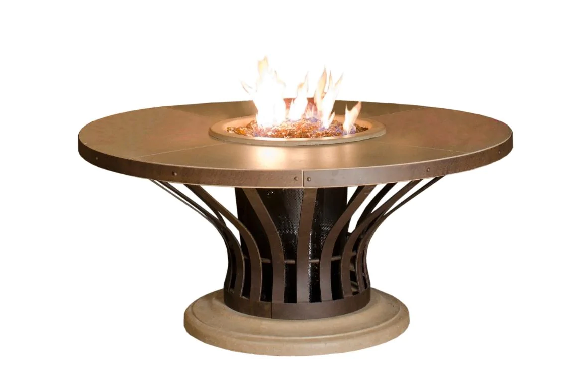 American Fyre Designs 54-Inch Fiesta Round Gas Fire Pit Table Modern Design Outdoor 770-WA-11-M2PC