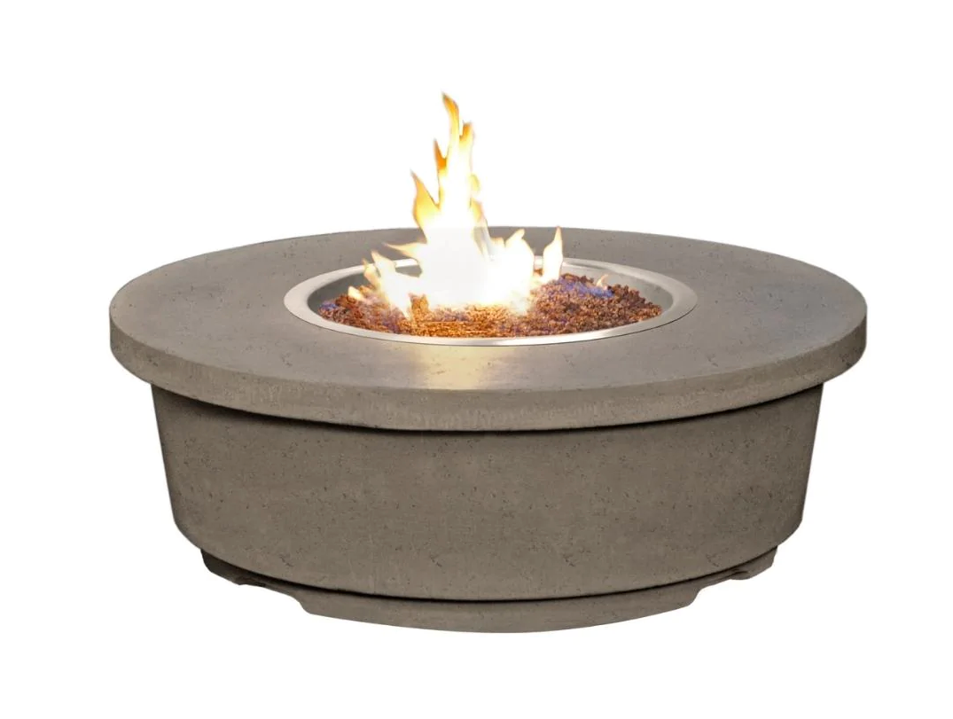 American Fyre Designs 47-Inch Contempo Round Concrete Gas Fire Pit Table Modern Design Outdoor 782-WA-11