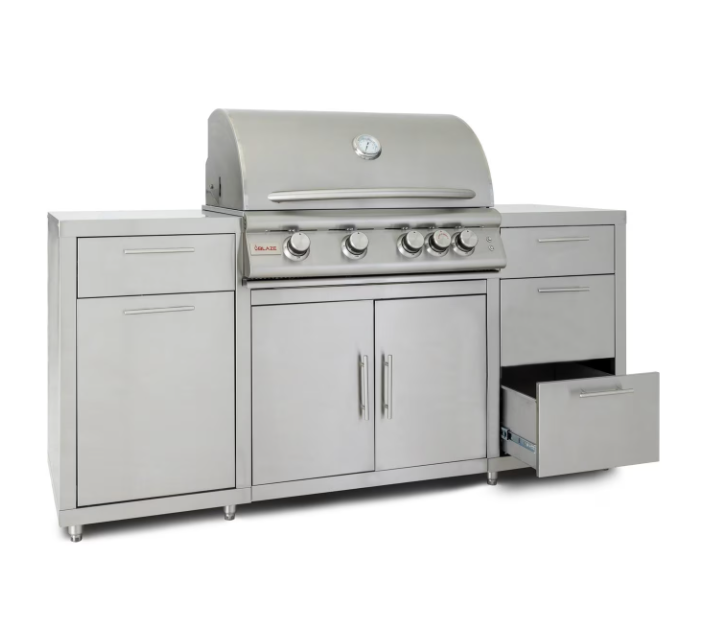 Blaze 6-Foot Stainless Steel Outdoor Kitchen Island with 32-Inch Gas Grill and LED Storage Drawers – Premium LTE Series