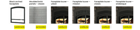Valcourt Waterloo Arched Faceplate Wood-Burning Fireplace Package Indoor FP15A + AC02360 + VA15FA06 + VA15L Series