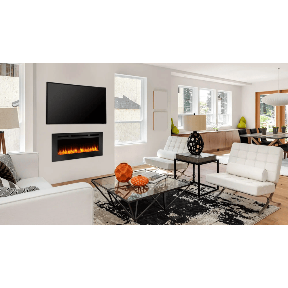 SimpliFire 40 Inch Allusion Linear Recessed/Wall-Mounted Electric Fireplace SF-ALL40-BK