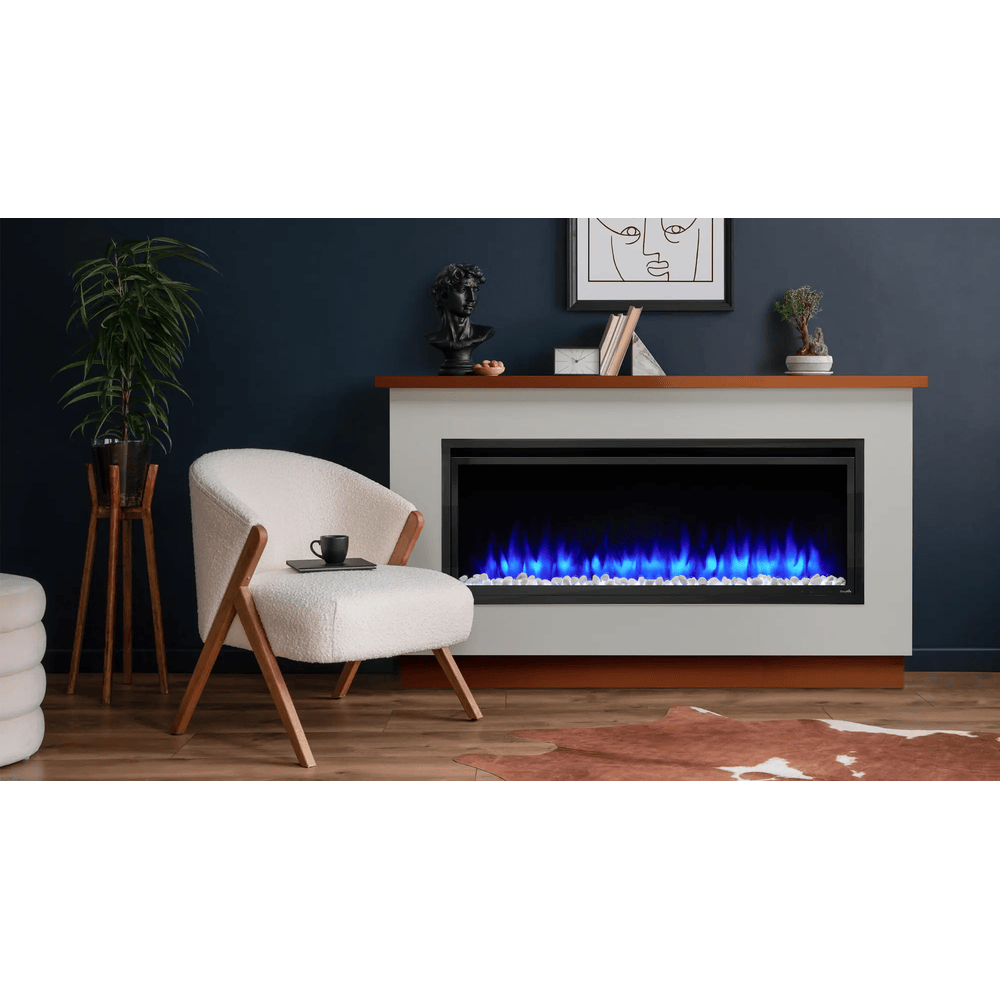SimpliFire 50 Inch Allusion Platinum Linear Recessed/Wall-Mounted Electric Fireplace SF-ALLP50-BK