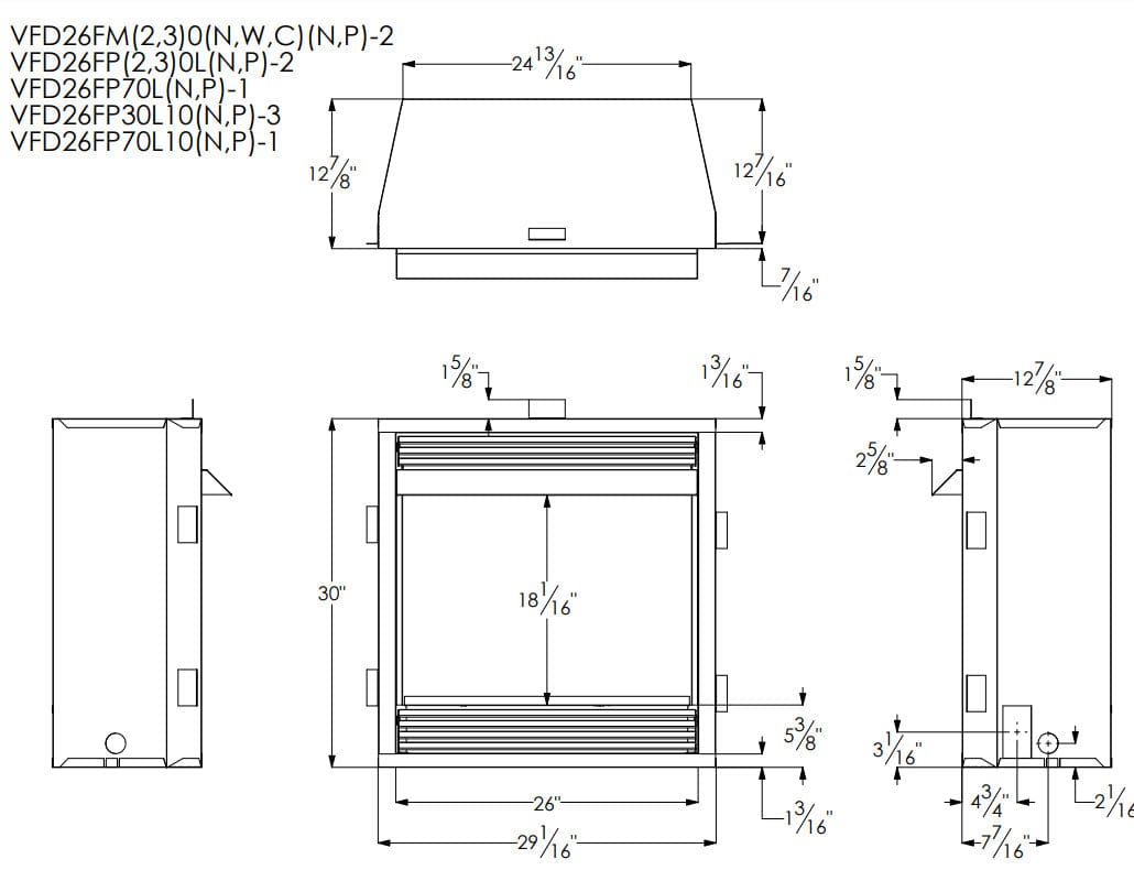 Empire 26" Lincoln Deluxe Vent-Free Gas Fireplace with Contour Burner and Mantel Combination VFD26FM30CP