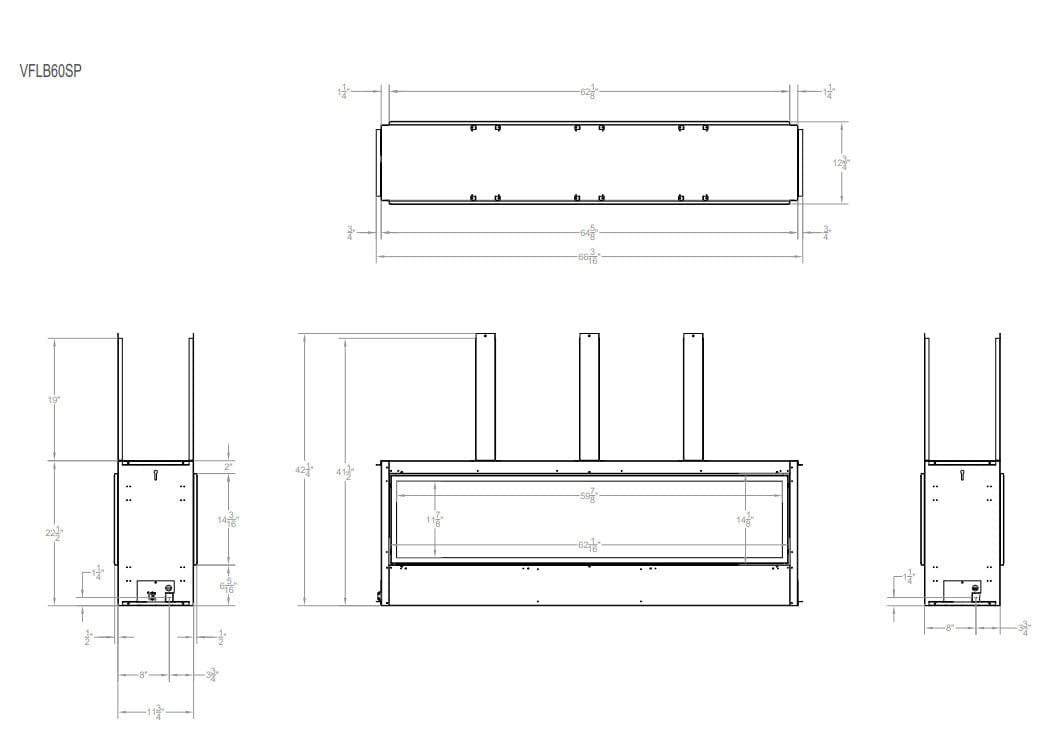 Empire 60" Boulevard Double-Sided Vent-Free Linear Gas Fireplace with Barrier and Remote Control VFLB60SP90P