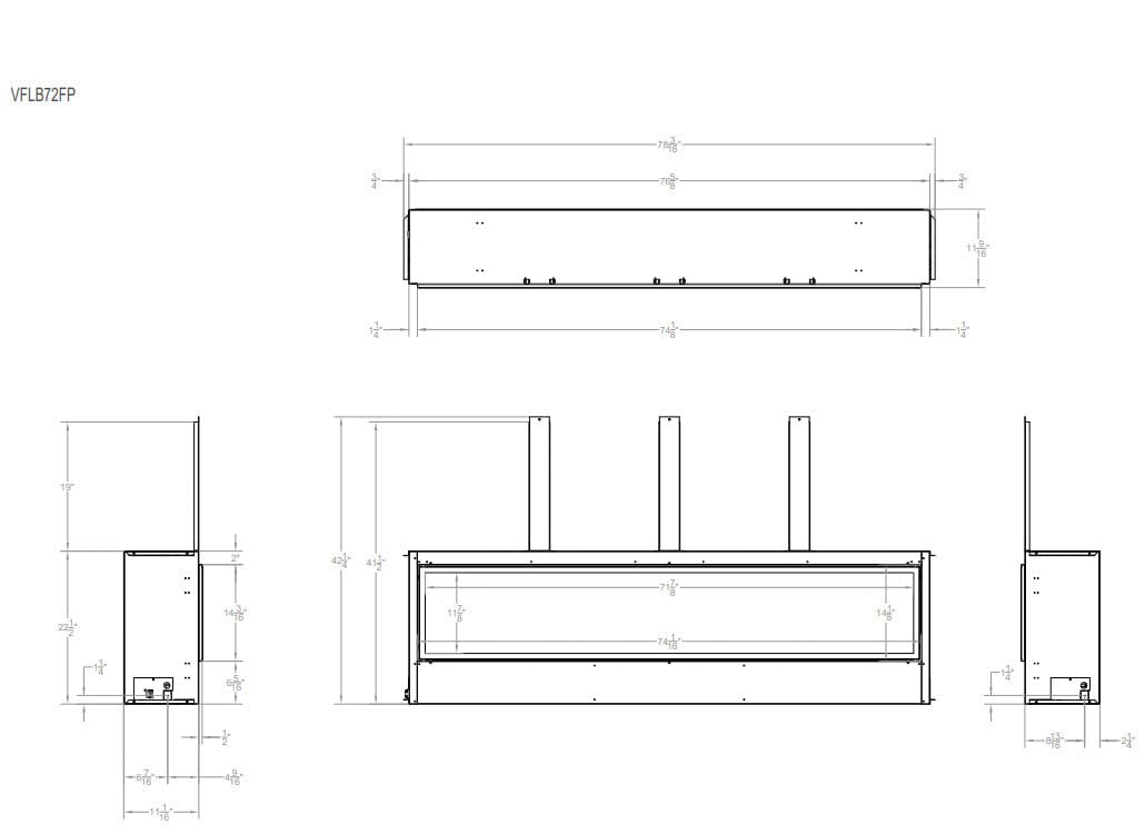 Empire 72" Boulevard Vent-Free Linear Gas Fireplace with Barrier and Remote Control VFLB72FP90P