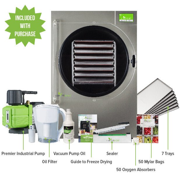 Harvest Right Home Freeze Dryer with 7 Tray & Mylar Starter Kit in Stainless Steel, X-Large (N-HRFDXLSS-PP)