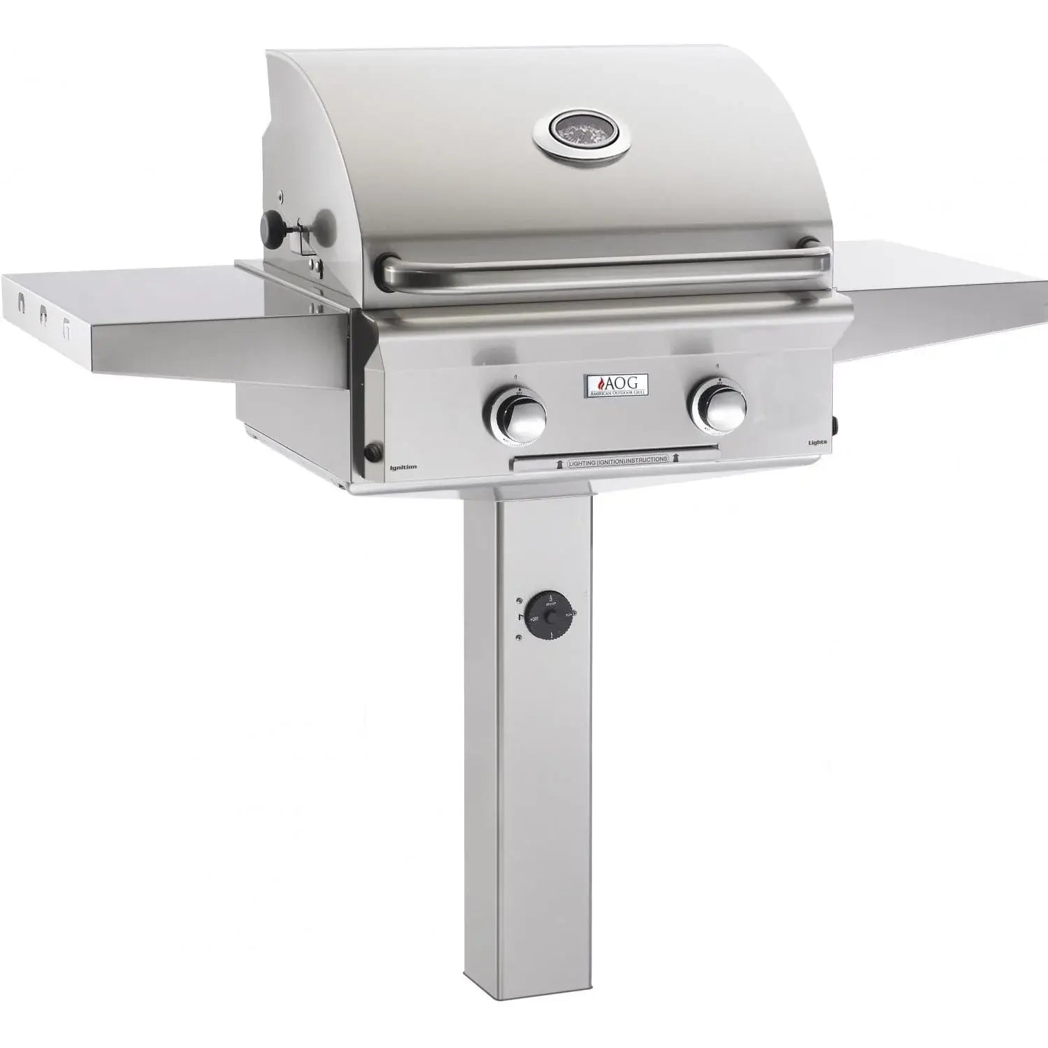 AOG American Outdoor Grill 24-Inch L-Series Gas Grill on In-Ground Post with Rotisserie & Back Burner 24NGL