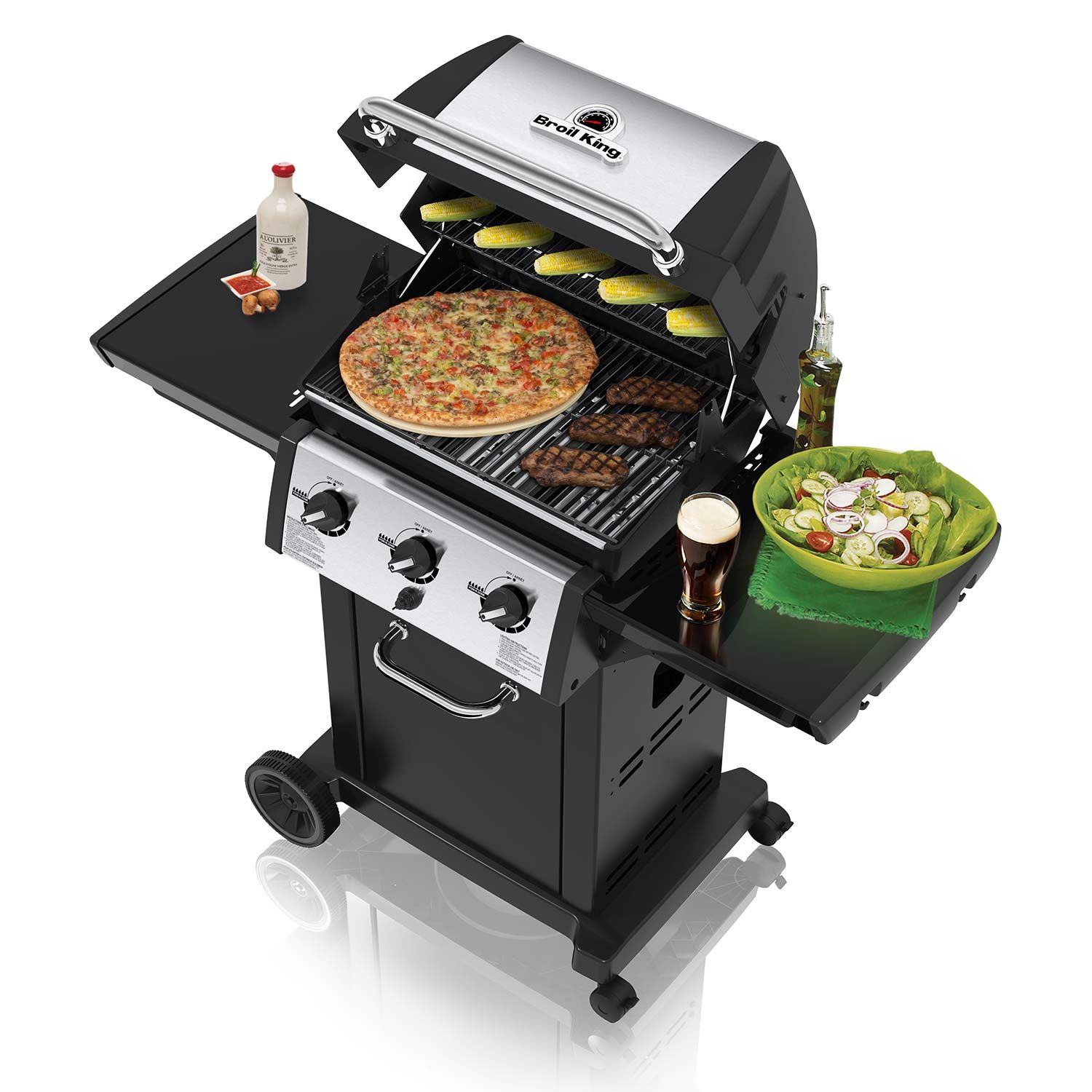 Broil King Monarch 320 3-Burner Grill on 2-Wheel Cart, 22-Inches BK834254