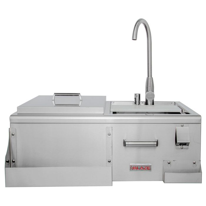 Blaze 30-Inch Outdoor Beverage Center with Hot/Cold Faucet and Ice Bin – Stainless Steel Prep Station