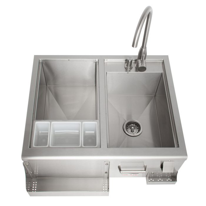 Blaze 30-Inch Outdoor Beverage Center with Hot/Cold Faucet and Ice Bin – Stainless Steel Prep Station
