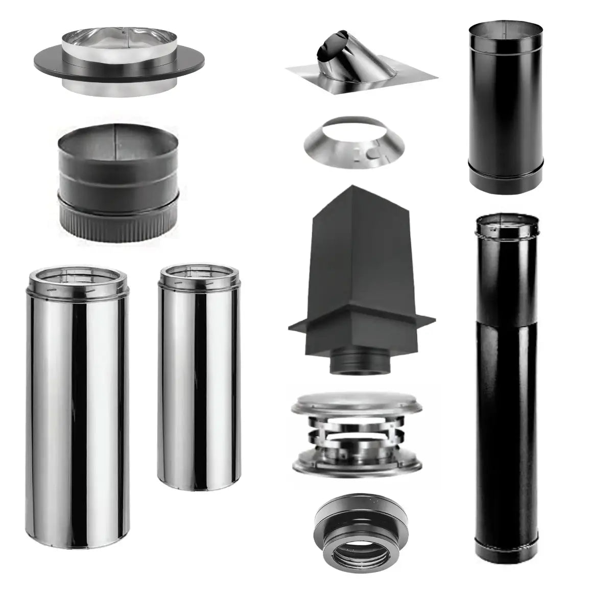 Duravent 6-Inch Cathedral Ceiling Wood Stove Chimney Kit with Single Wall Black Pipe