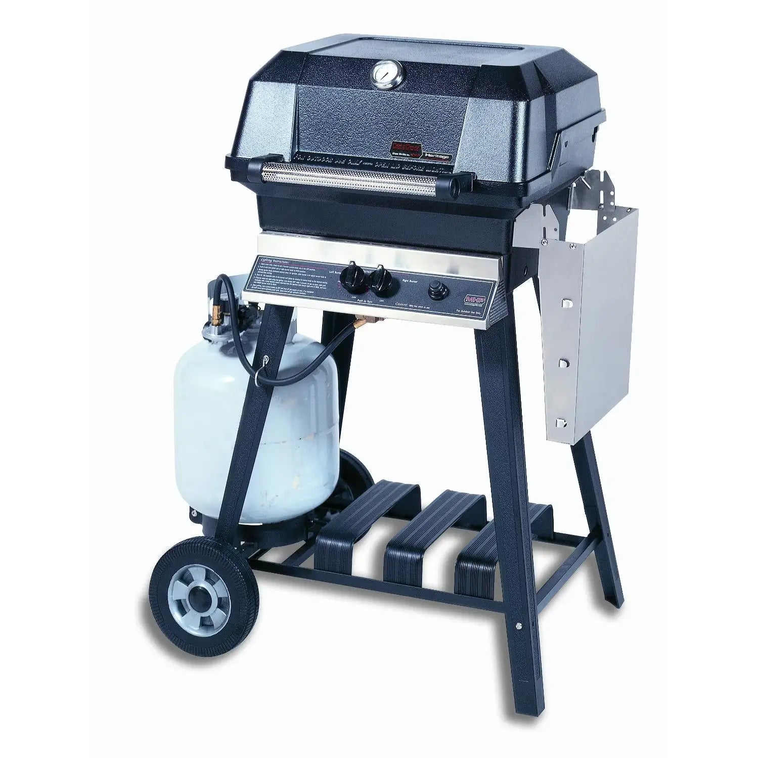 MHP JNR4DD Gas Grill With Stainless Steel Shelves And Stainless Grids