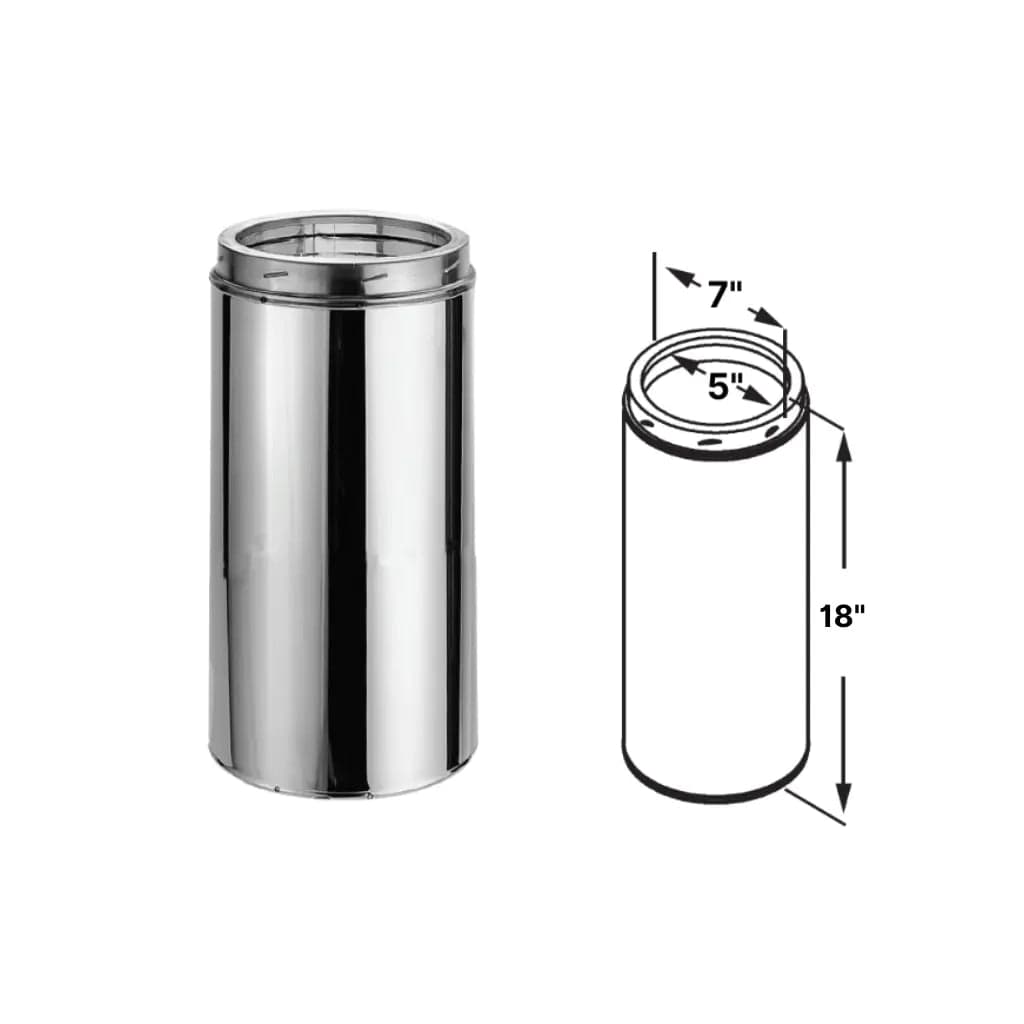DuraVent DuraTech 5" Diameter 24" Length Stainless Steel/Galvalume Steel Chimney Pipe - 5DT-24
