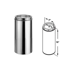 DuraVent DuraTech 5" Diameter 36" Length Stainless Steel / Galvalume Steel Chimney Pipe - 5DT-36