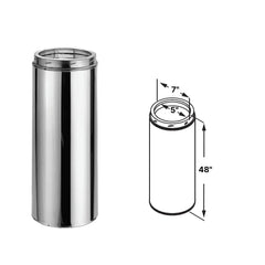 DuraVent DuraTech 5" Diameter 48" Length Stainless Steel / Galvalume Steel Chimney Pipe - 5DT-48