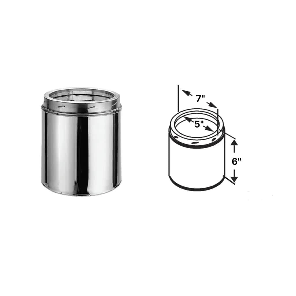 DuraVent DuraTech 5" Diameter 6" Length Stainless Steel Chimney Pipe - 5DT-06SS