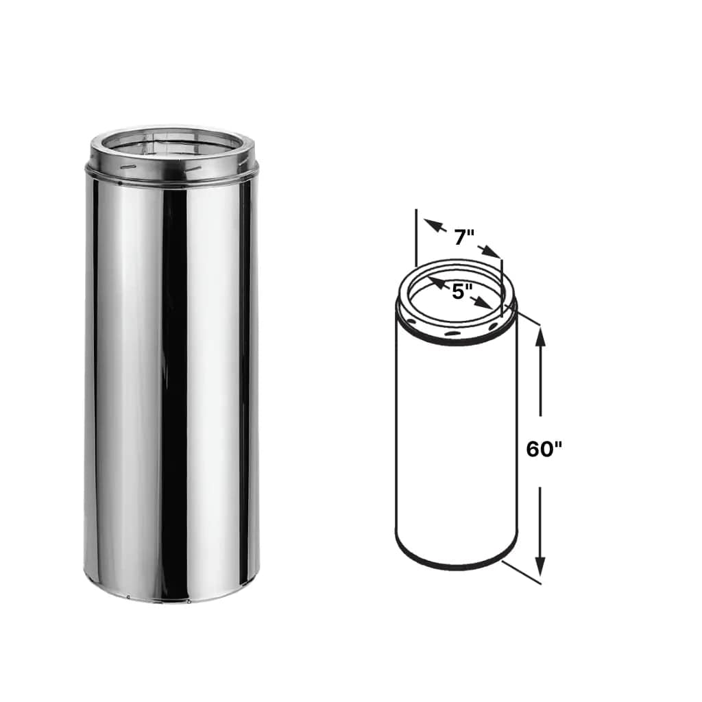 DuraVent DuraTech 5" Diameter 60" Length Galvalume Steel Chimney Pipe - 5DT-60SSCF