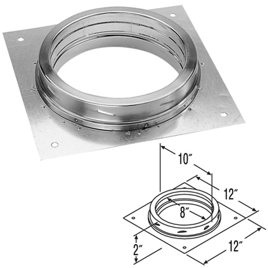 DuraVent DuraTech 8" Diameter Zero-Clearance Fireplace Anchor Plate - 8DT-AP