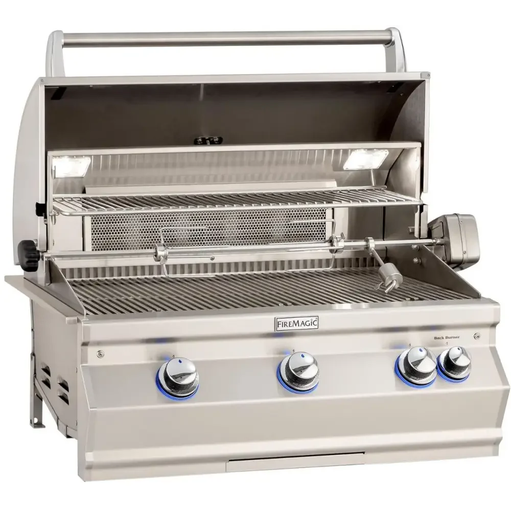 Fire Magic 30-Inch Aurora Built-In Gas Grill With Back Burner & Rotisserie Kit A660I-8EAN