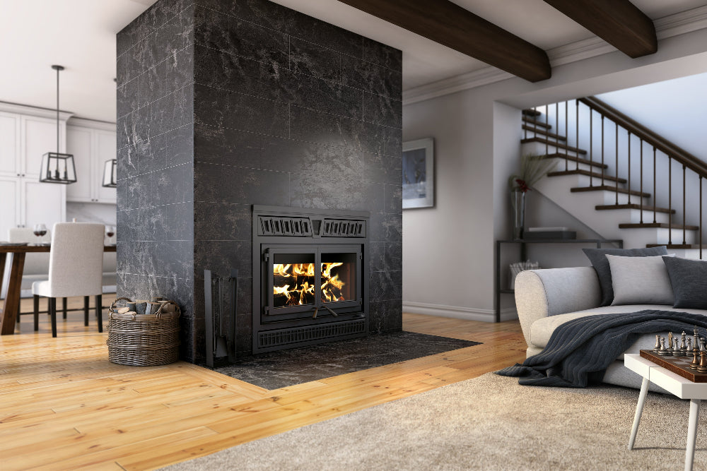 Valcourt 15-Inch Waterloo Wood-Burning Fireplace Package Indoor FP15 + AC02360 + VA15FL06