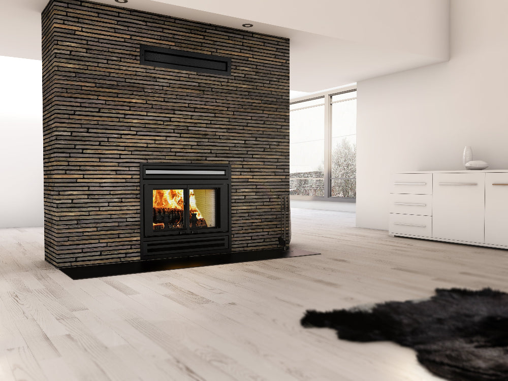 Valcourt Manoir Wood Burning Fireplace Package Indoor FP1LM + VA1FE Series
